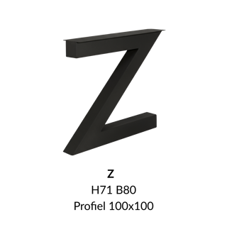 Metalen onderstel Z zwart RAL9005 - 80cm breed. Profiel 100x100mm