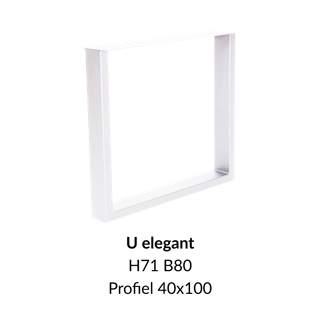 Metalen onderstel U elegant wit RAL9010 - 71cm hoog - 80cm breed. Profiel 40x100mm