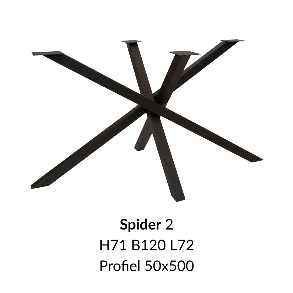 Metalen onderstel Spider 2 zwart RAL9005 - 120x80cm. Profiel 50x50mm
