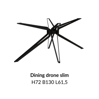 Metalen onderstel Dining Drone Slim zwart RAL9005 - 130x61,5cm.