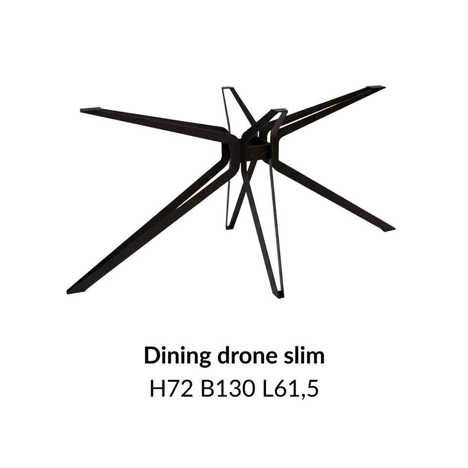 Metalen onderstel Dining Drone Slim zwart RAL9005 - 130x61,5cm.