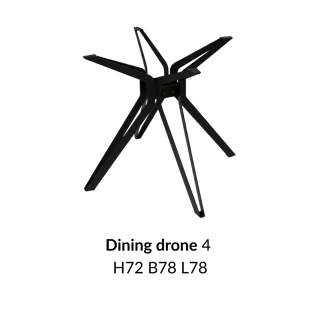 Metalen onderstel Dining Drone 4 zwart RAL9005 - 89x72cm.