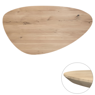 Tafelblad rustiek eiken kiezel ovaal facet kant ronding rechts 40mm 2600x1300 onbehandeld