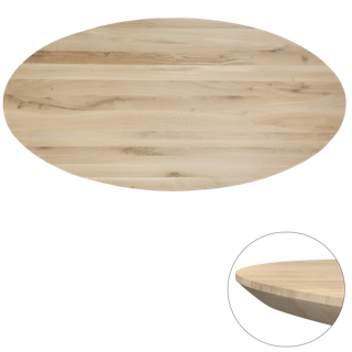 Tafelblad rustiek eiken ovaal facet rand 40mm 240x120 onbehandeld