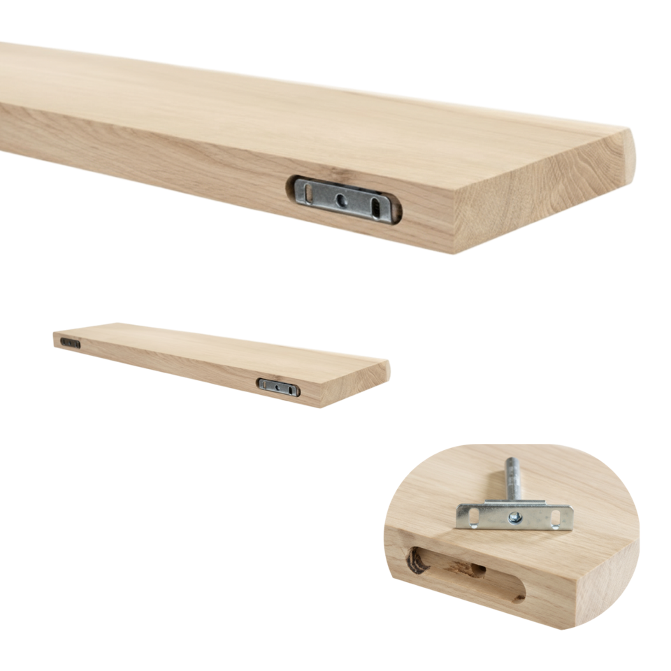 Plank rustiek eiken boomkant 40mm 1200x300 onbehandeld met blind bevestiging