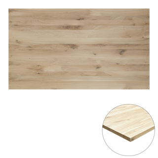 Tafelblad rustiek eiken 2-lange zijden rechte kant 40mm 2800x1000 onbehandeld