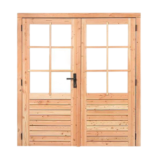 Douglas dubbele 6-ruits deur dubbel glas 205×215 cm – links scharnierend