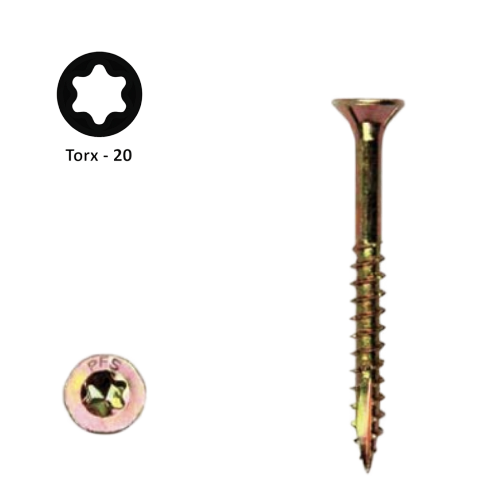 Spaanplaatschroef 4,0 x 70 Torx (T20) | PFS+ verzinkt | 200 stuks