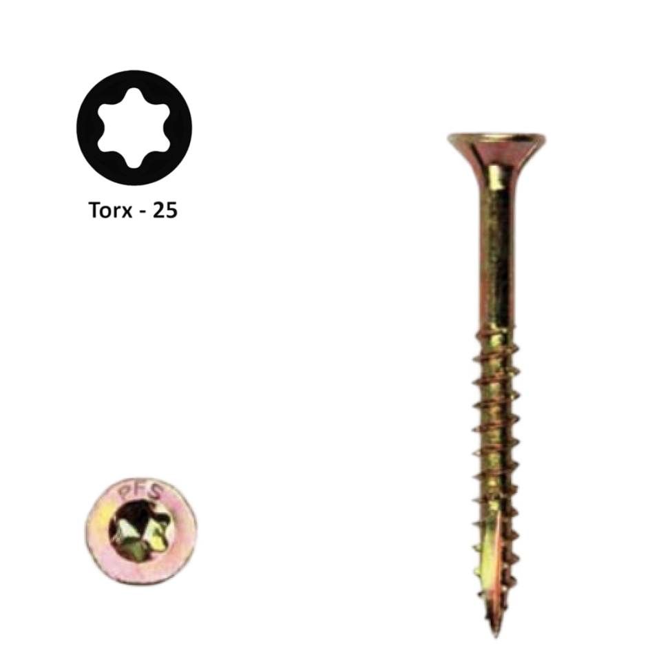 Spaanplaatschroef 5,0 x 70 Torx (T25) | PFS+ verzinkt | 200 stuks